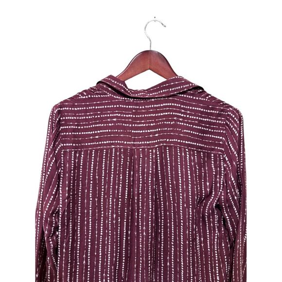 Cloth & Stone Anthropologie Maroon Red Arrow Button Front Blouse Size S - Picture 7 of 11
